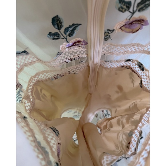 Honey Belle nude romper, shorts w/sheer overlay, floral/flower embroidery design - Picture 9 of 9